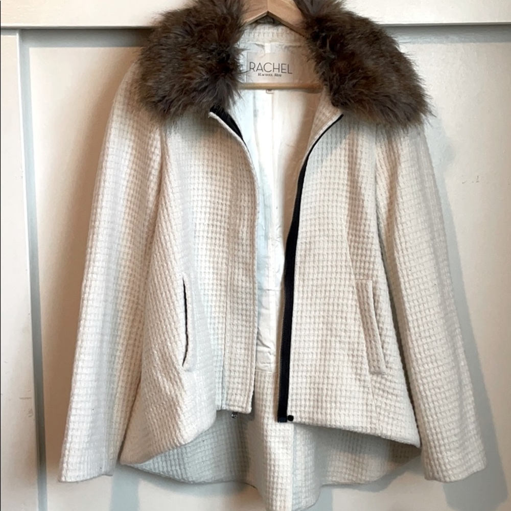 🖤RACHEL ROY - waffle coat w/ removable faux fur